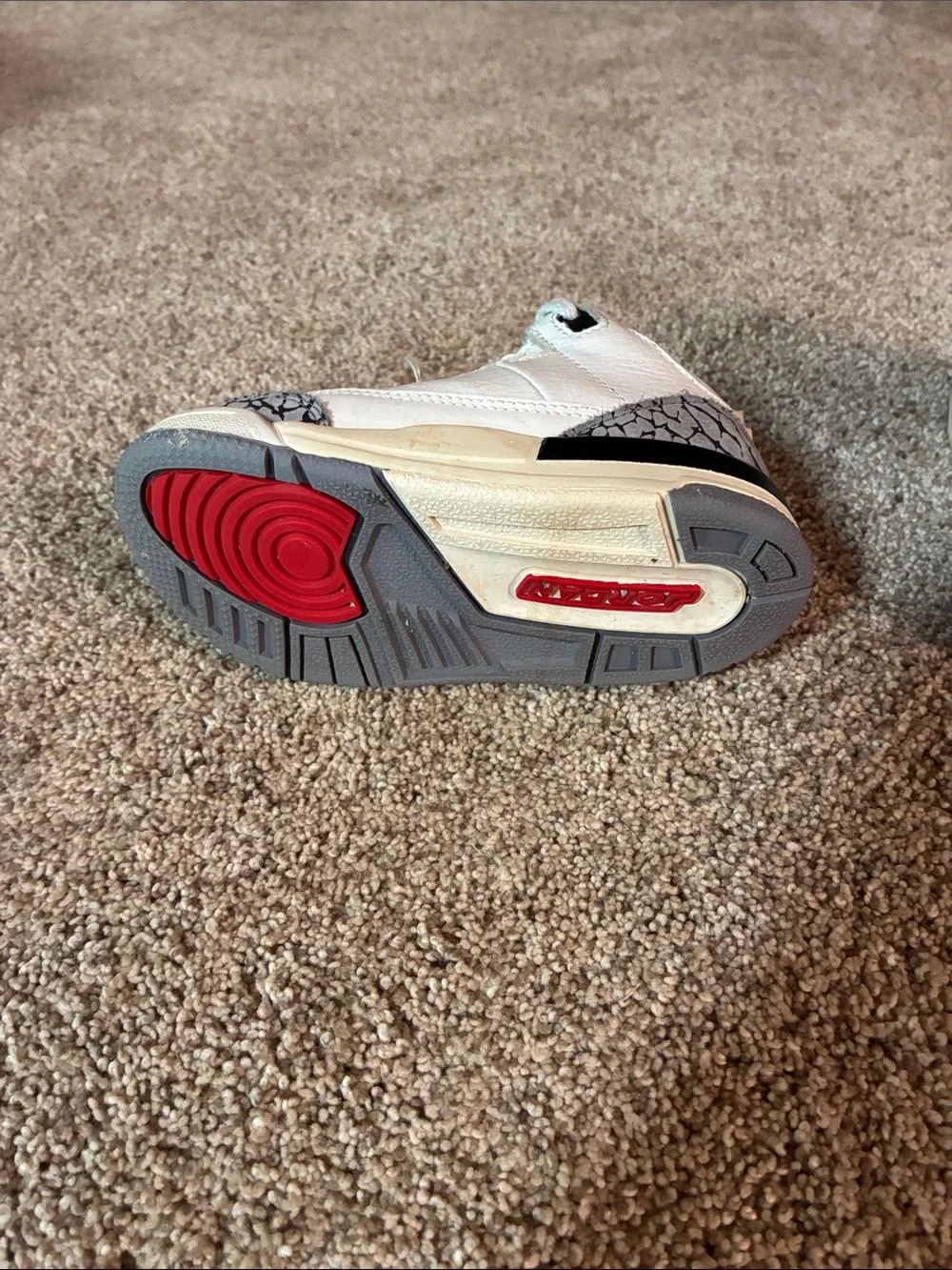 Nike Air Jordan 3 Retro White Cement Kids Sneakers Size 8C